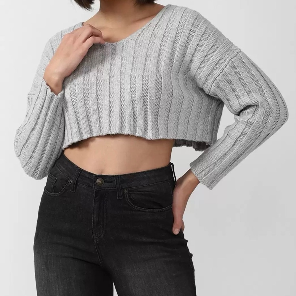 Gray Women's Size S Cropped Pullover